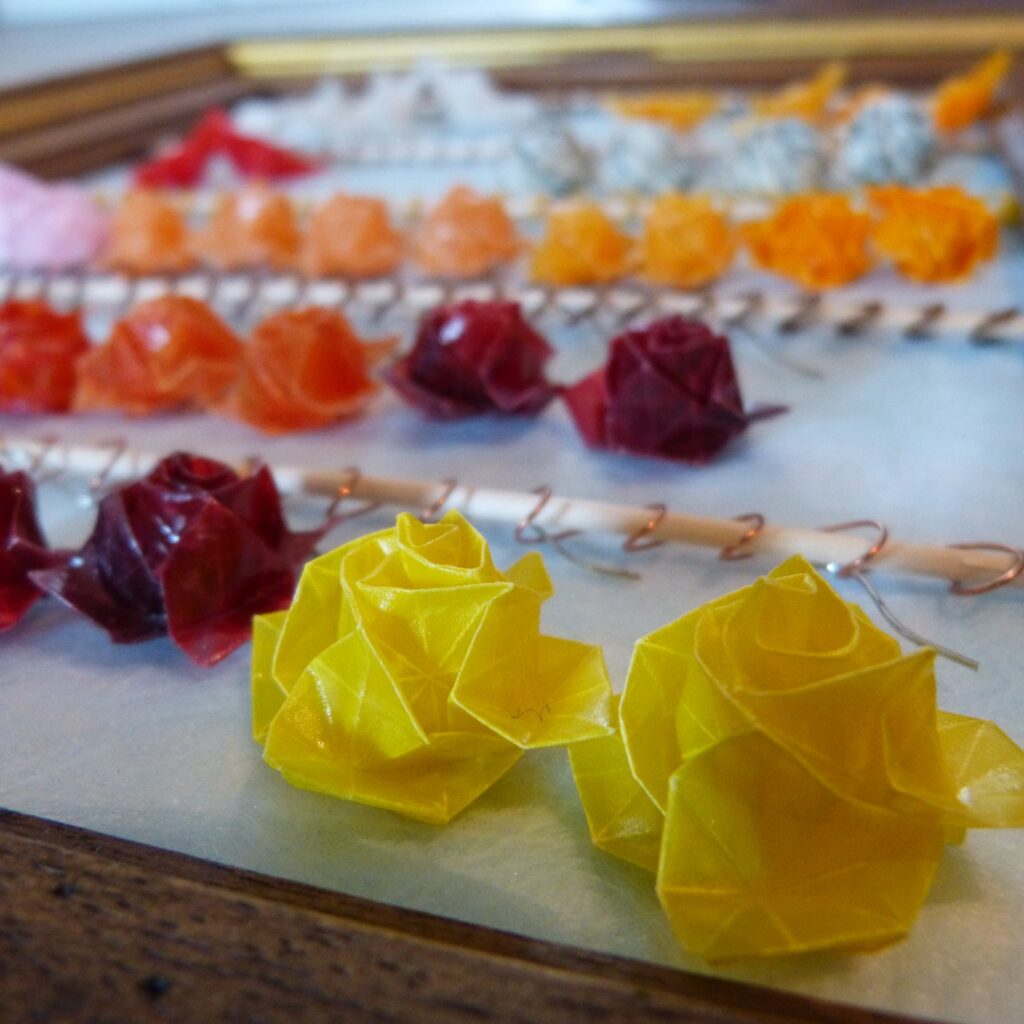 origami roses jaunes les bijoux de Chantal