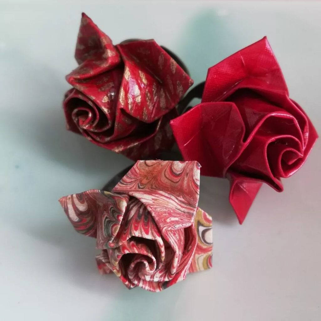 origami rose rouge les bijoux de Chantal